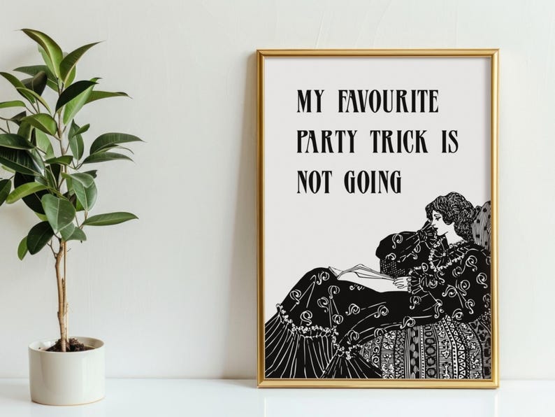 Funny Victorian Print: Introvert Quote, Art Deco Style immagine 5