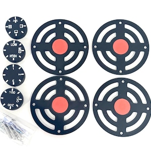 Mud or Ikea Duktig Kitchen Cooker Rings for outdoor and indoor  kitchen play- Black Hob Accessories, and 4 hand knobs Dials 4 Pack