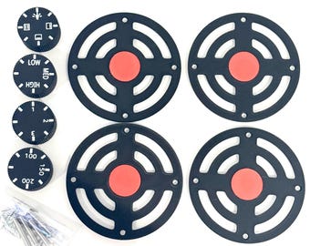Mud or Ikea Duktig Kitchen Cooker Rings for outdoor and indoor  kitchen play- Black Hob Accessories, and 4 hand knobs Dials 4 Pack