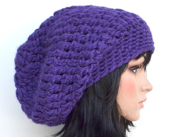 Gorro de crochet grueso, PÚRPURA,LILA!