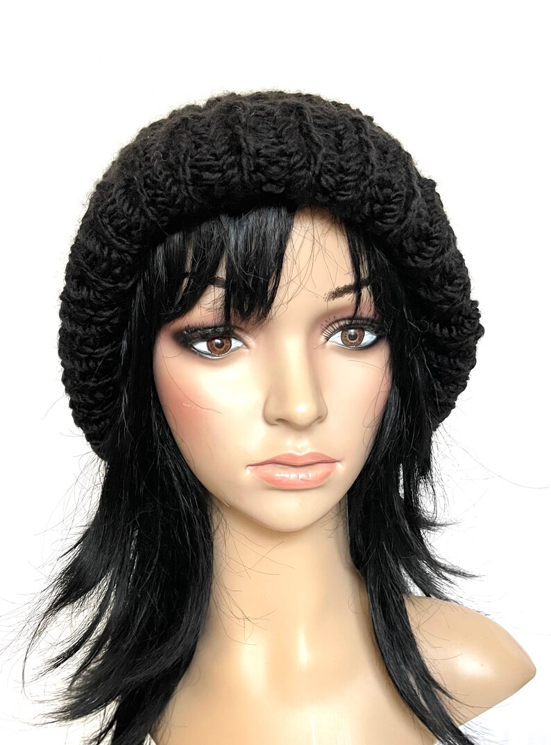 Gorro largo, Strickmütze, Wintermütze, Chunky, Mütze, Für Damen, Für Männer. Negro imagen 2