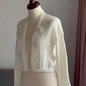 Braut Bolero, Jacke, Stola, Hochzeit, Bolero in Creme gestricktUNIKAT image 3