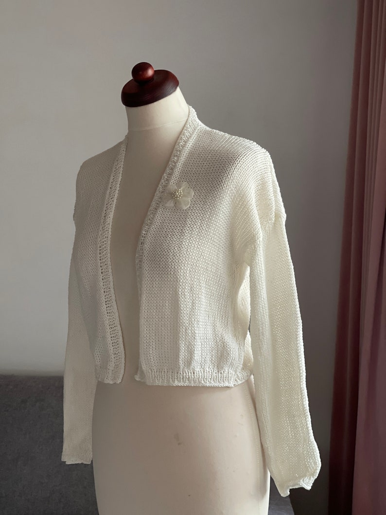 Braut Bolero, Jacke, Stola, Hochzeit, Bolero in Creme gestricktUNIKAT image 3