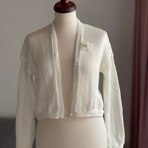 Braut Bolero, Jacke, Stola, Hochzeit, Bolero in Creme gestricktUNIKAT image 1