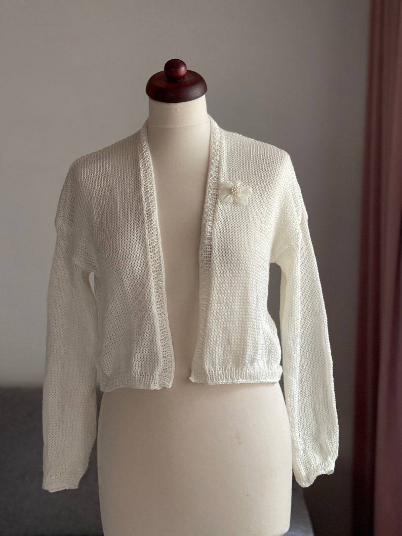 Braut Bolero, Jacke, Stola, Hochzeit, Bolero in Creme gestricktUNIKAT image 1