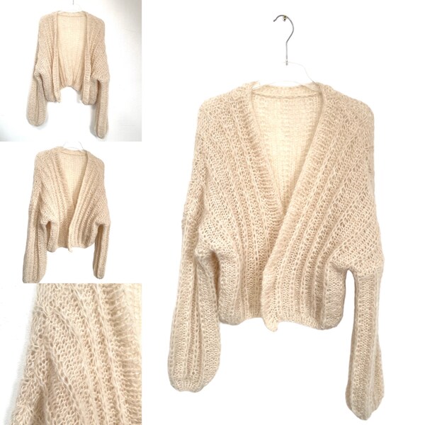 Strickjacke, Brautjacke, Cardigan, Creme, Oversize, Grobstrickjacke ,Onesize, Home,Damen, Sweater, Handarbeit, Bolero, Stola, Cardigan!