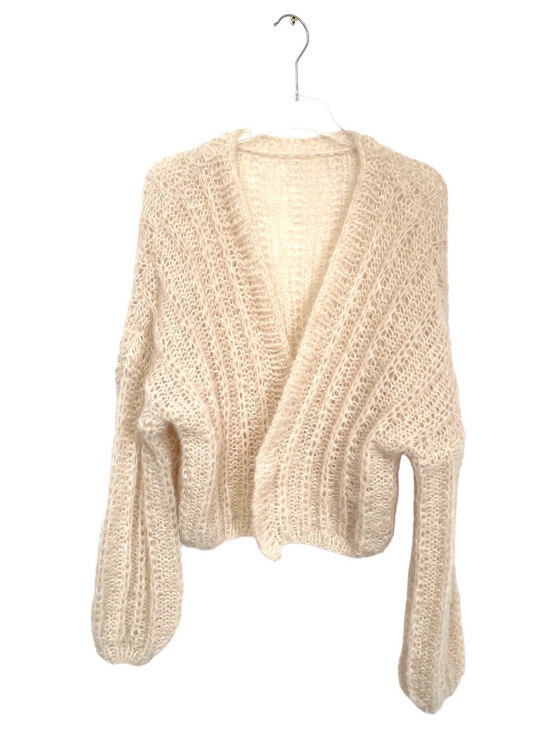 Strickjacke, Brautjacke, Cardigan, Creme, Oversize, Grobstrickjacke ,Onesize, Home,Damen, Sweater, Handarbeit, Bolero, Stola, Cardigan image 2