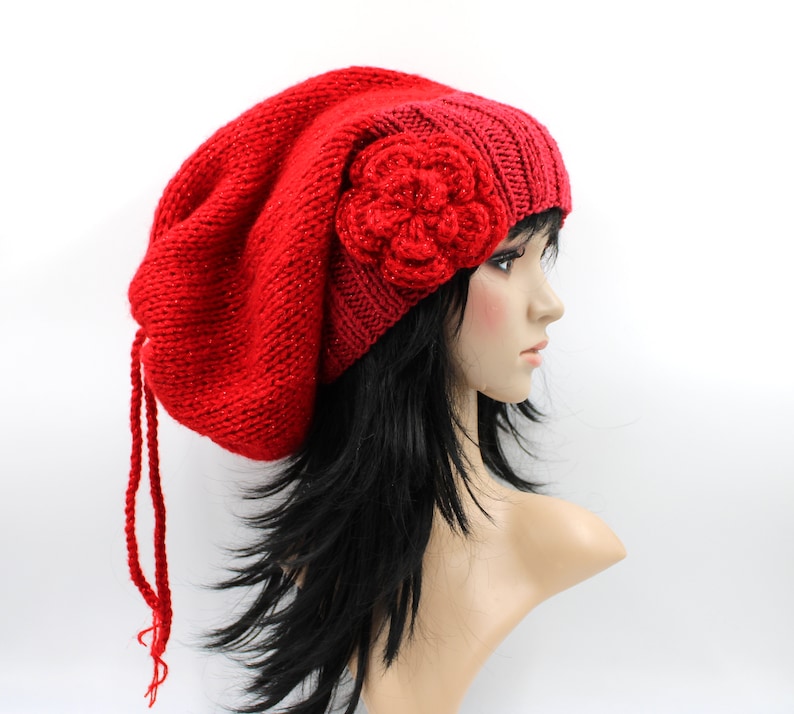 Besondere Chunky Boho,Gorro,Super LangRotGlitzereffekt imagen 2