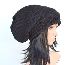 Sombrero chunky, gorro largo negro