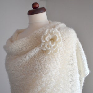 Braut Stola,Hochzeit,Sahne creme,Tuch,Alpaka,Seide! Schal, gestrickt!
