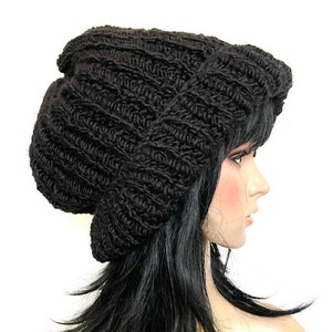 Gorro largo, Strickmütze, Wintermütze, Chunky, Mütze, Für Damen, Für Männer. Negro imagen 3