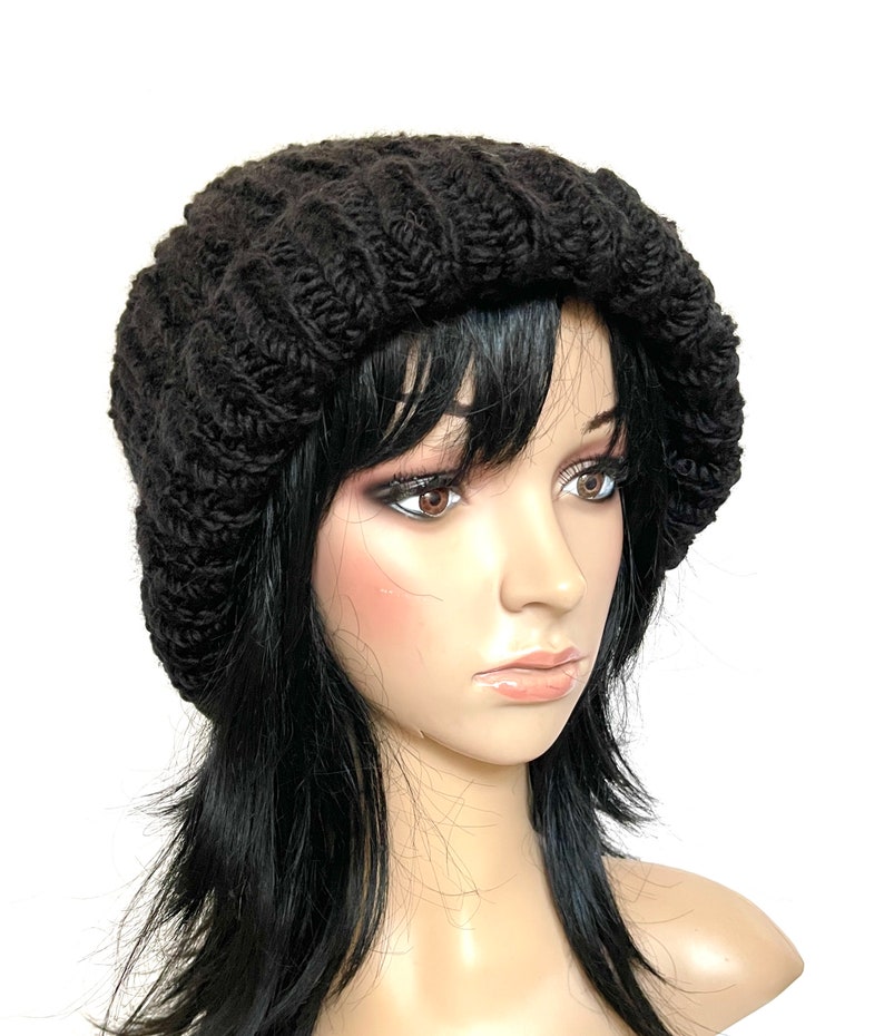 Gorro largo, Strickmütze, Wintermütze, Chunky, Mütze, Für Damen, Für Männer. Negro imagen 4