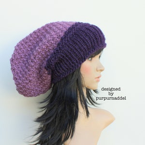 Chunky Hat,Long Beanie,Plum, Unikat image 2