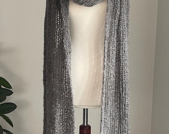 XXL Strickschal, Schal! Winterschal! Gestrickt!Poncho! Damen! Onesize! Grobstrick! Decke, Schulterwärmer!Braun meliert! Alpaka/Seide!