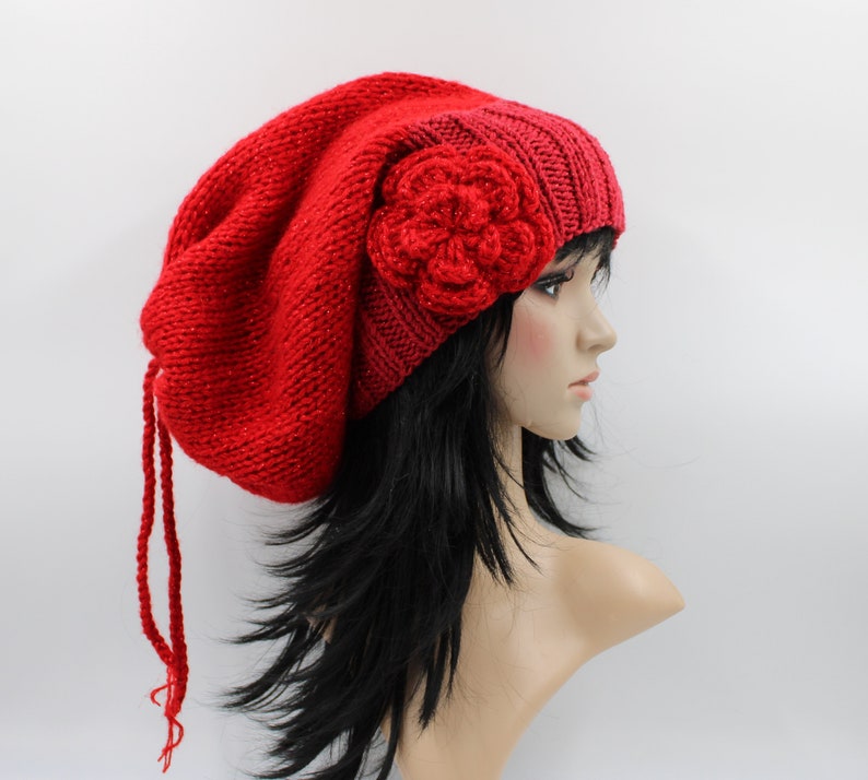 Besondere Chunky Boho,Gorro,Super LangRotGlitzereffekt imagen 1