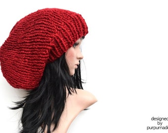 Chunky Red  Boho,Beanie!