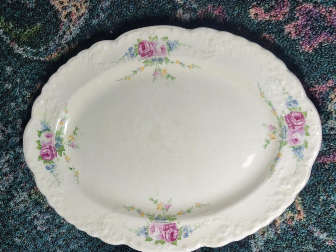 Antique Taylor Smith Taylor China Serving Platter With Pink Roses - Etsy