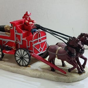 Vintage Victorian Village &quot; The Olde Towne&quot; Horse Drawn Fire Engine