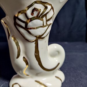 Vintage American Bisque Pottery Vase With 22 KT Gold Trim