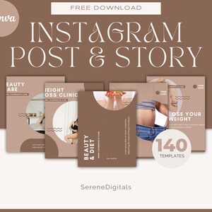 140 Natural Instagram Templates - Beige Brown Templates - Beige Brown Feed - Healthy Instagram Templates - Aesthetic Instagram Templates