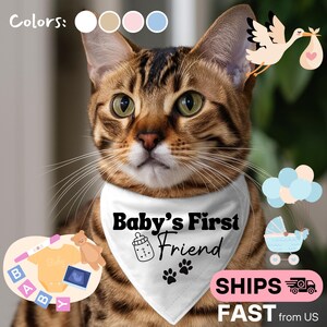 Baby Announcement Cat Bandana: Baby&#39;s First Friend, Pregnancy Reveal