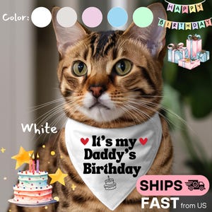 Katzen-Geburtstags-Bandana | Katze Geburtstagsgeschenk | Katzen-Bandana für Papas Geburtstagsfeier | Verstellbares Katzenaccessoire | Süßes Katzen Outfit