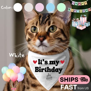 Cat Birthday Bandana | Cat Birthday Accessory | Birthday Celebration Bandana for Cats | Cute Party Outfit for Cats | Cat Birthday Gift