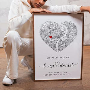 Wo alles begann - Koordinaten Poster | Karte personalisiert | Geschenk Verlobung, Valentinstag, Heirat, Hochzeitstag | Erinnerungsgeschenk