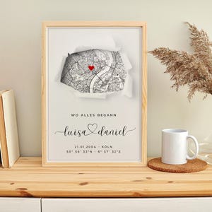 Hochzeitsgeschenk personalisiert - Koordinaten Poster 'Wo alles begann' | Geschenk Verlobung, Valentinstag, Heirat, Hochzeitstag, Jahrestag