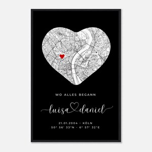 Koordinaten Poster 'Wo alles begann' schwarz | Karte personalisiert | Geschenk Verlobung, Valentinstag, Heirat, Hochzeitstag, Erinnerung