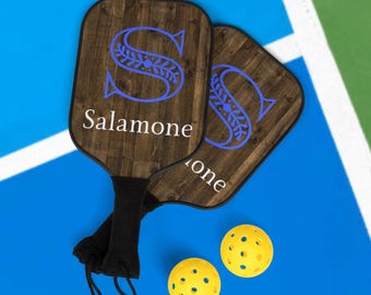 unique gift for pickleball fans personalized Wooden paddles with carring case customize it add your last name initial, game enthusiast gift