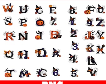 Halloween Alphabet PNG, Spooky Letters Clipart (Digital Download)