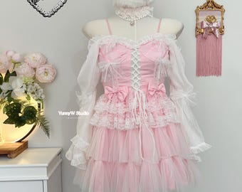 The Melanie Dress- Pink Crinkled Taffeta Babydoll Dress