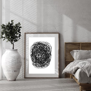 Black Sphere Scribble Art Print: Gothic Home Decor (Digital Download)