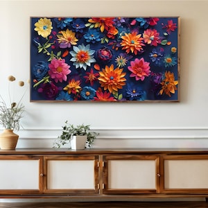 Vibrant Floral Art for Samsung Frame TV | 3D Effect Digital Painting | Instant Download - Digital Download Original Art for Samsung Frame TV