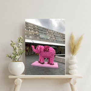 Whimsical Pink Elephant in London - Ready-to-Hang Canvas Print - London Scene - Original Photography Wall Art Unique Art Photography