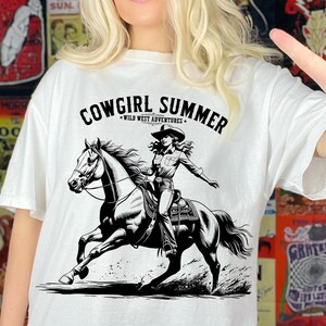 Cowgirl Summer PNG, Western Cowgirl Sublimation Design, Rodeo Horse Rider Clipart, Vintage Western PNG, Country Girl Digital Download