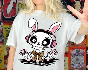 Gothic Skeleton Bunny PNG: Spooky Easter Shirt Design (Digital Download)