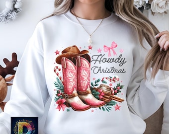Howdy Christmas Png, Western Weihnachten Png, Kokette Weihnachten Png, Urlaub Png, Cowgirl Weihnachten Png, Ästhetische Png, Retro Weihnachten Png