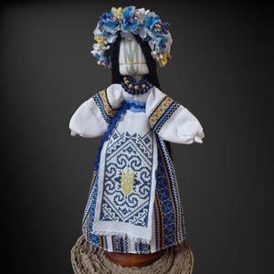 Hand Embroidered Motanka Doll - Unique Gift Idea | Cross stitch | Ukraine trident