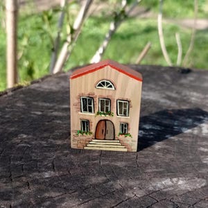 Wooden Handmade Miniature House |  Rustic Home Decor | Wood toy | Collection Block house | Small shelf decor| Unique holiday gift