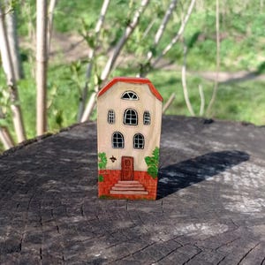 Handmade Rustic Wood House: Miniature Shelf Decor
