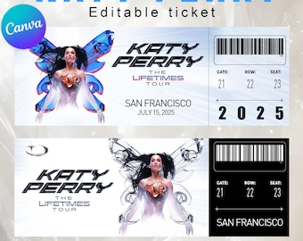 Editable Katy Perry Concert Ticket – the Lifetimes Tour 2025