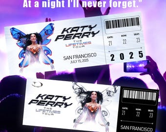 編集可能なケイティ・ペリーのコンサートチケット - ライフタイムズ