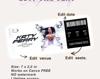 編集可能なケイティ・ペリーのコンサートチケット - ライフタイムズ