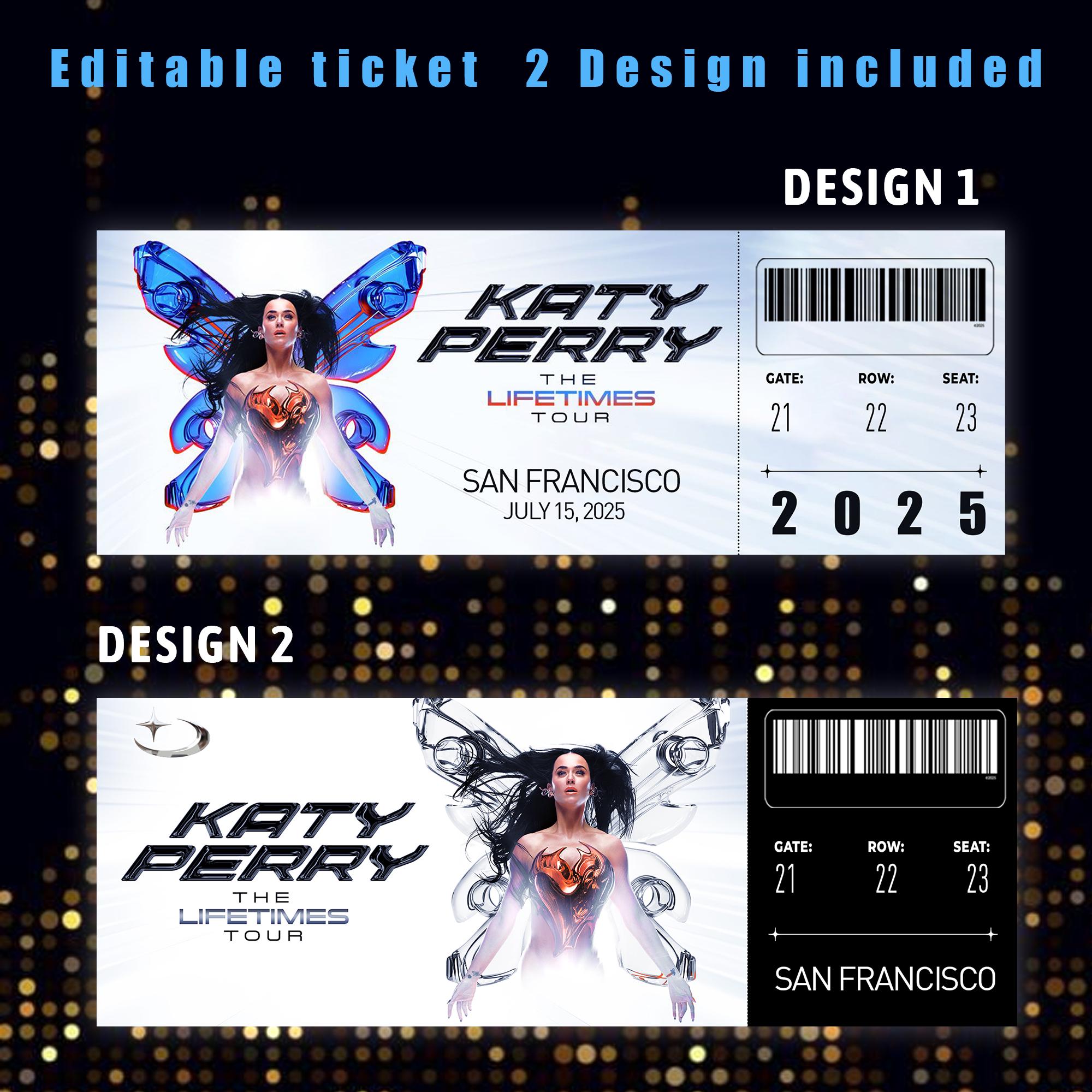 編集可能なケイティ・ペリーのコンサートチケット - ライフタイムズ