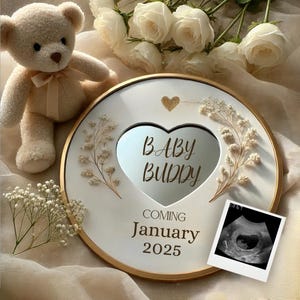 Modern Editable Pregnancy Announcement | Customizable Digital Gender Reveal for Social Media | Neutral Boho Baby Announcement | Download