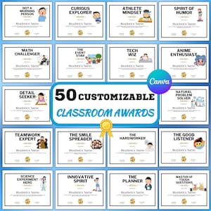 50 Student Award Certificates|Classroom End of Year Certificate Template|Most Likely to Awards | Class Awards|Student Gifts From Teacher
