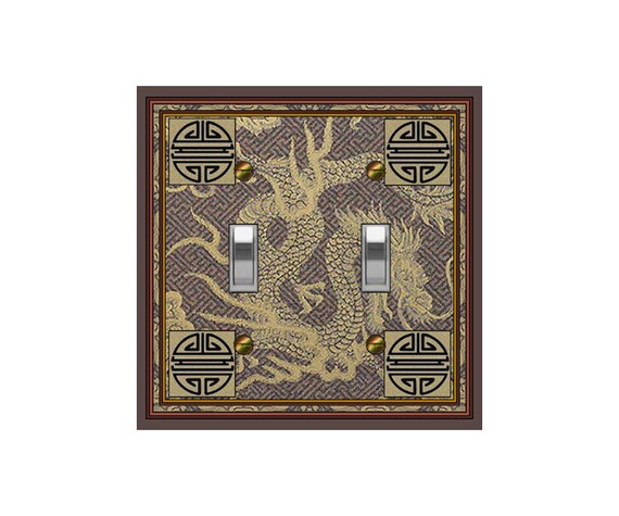 1180X Flat Image of Asian Long Life Dragon & Symbols ~ Mrs Butler Unique Switchplate Cover ~ Use Drop Down Boxes ~ See Other Dragon Designs