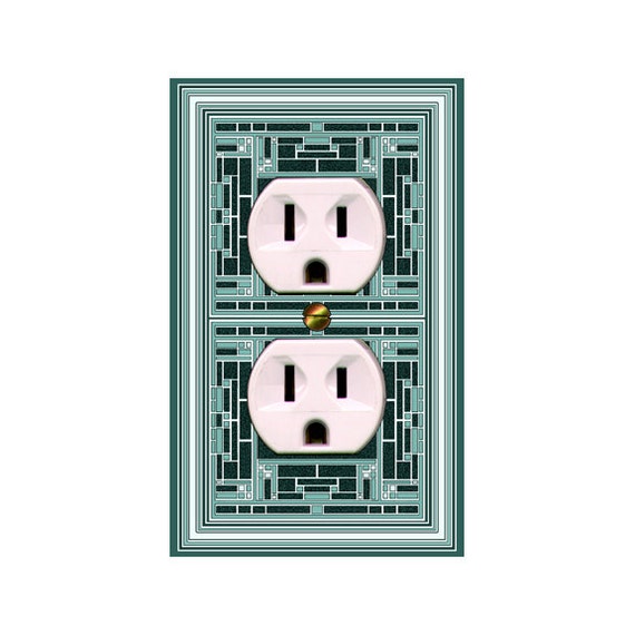 1494X - Mod Green / Black -  mrs butler switch plate covers -